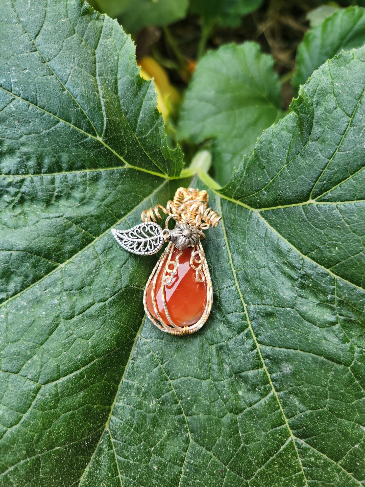 Golden Teardrop Pumpkin Pendant