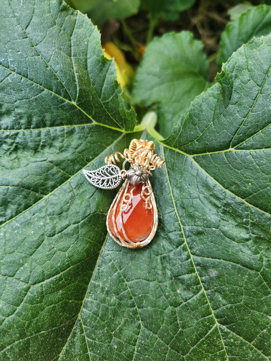 Golden Teardrop Pumpkin Pendant