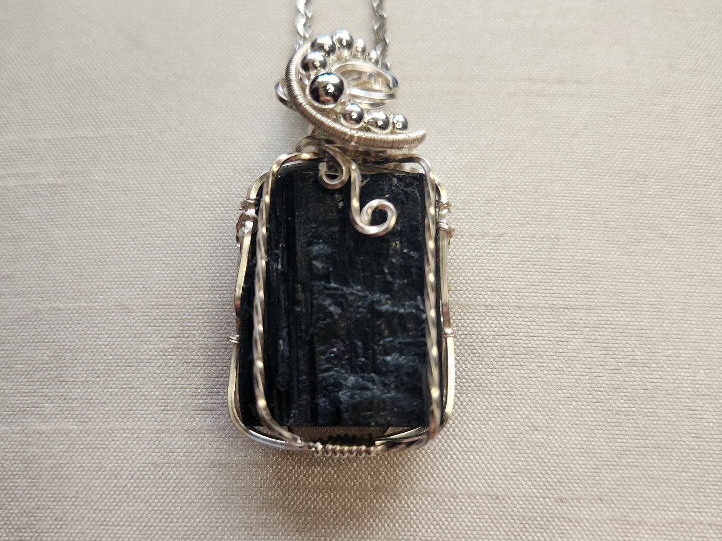 Raw black tourmaline necklace