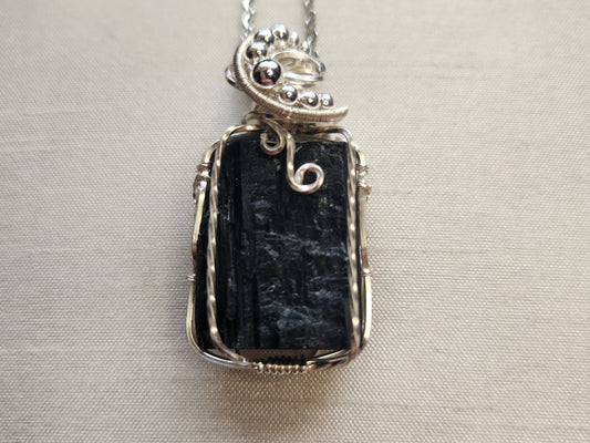 Raw black tourmaline necklace
