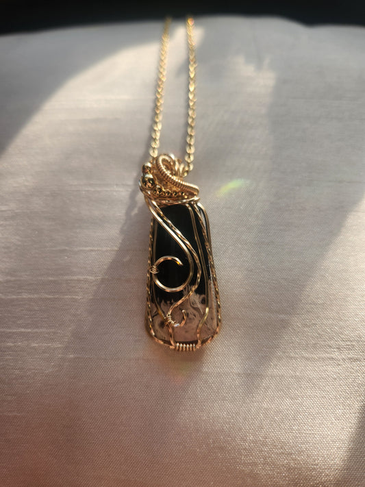 Fossilized palm root necklace