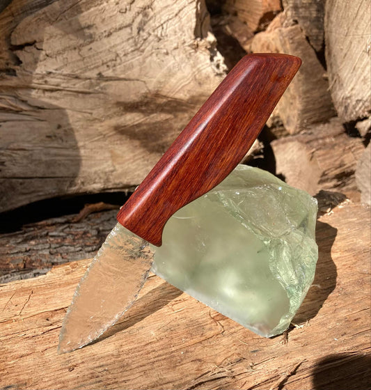 Clear Glass Dagger with Cherry-Stained Wooden Handle